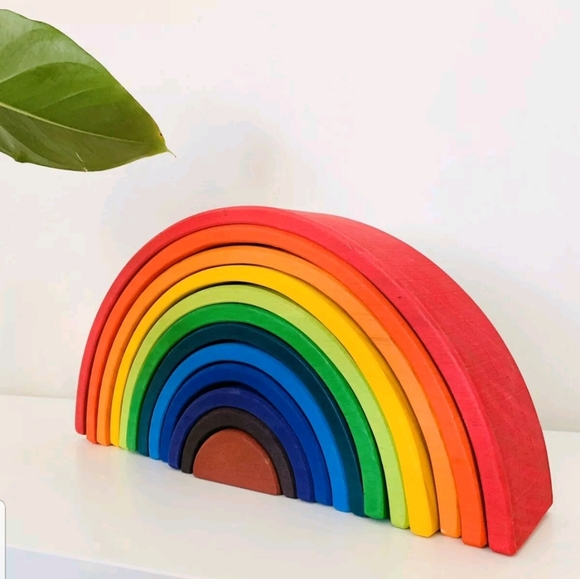 Wooden Rainbow stacking Montessori toy - Picture 3 of 12